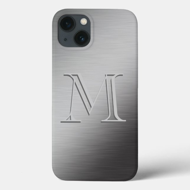 Personalised Monogram Brushed Metal Looking Case-Mate iPhone Case (Back)