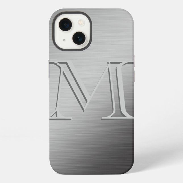Personalised Monogram Brushed Metal Looking iPhone Case (Back)