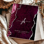 Personalised Monogram Burgundy Silver Agate 2025 Planner<br><div class="desc">This elegant 2025 planner features a burgundy red watercolor agate design trimmed with silver faux glitter. Personalise it with her monogram initials in trendy silver grey script lettering,  along with her name and the year in sans serif font.</div>