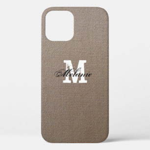 Personalised monogram burlap iPhone 12 case