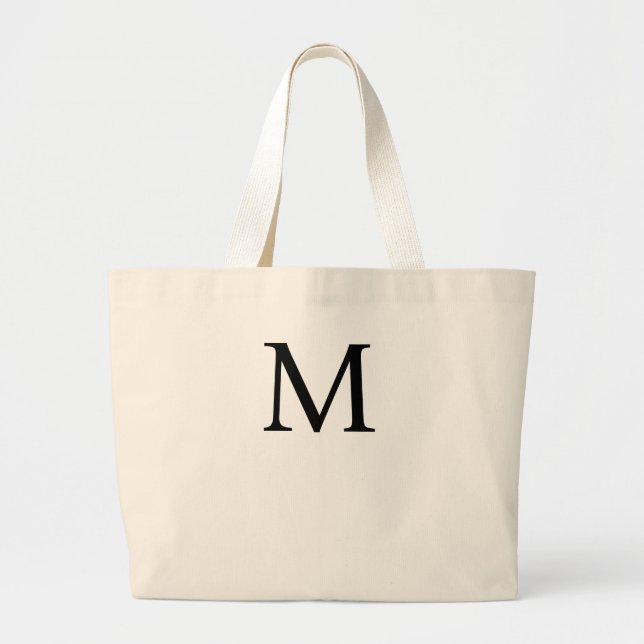 Personalised Monogram Canvas Beach Tote Bag Initia (Front)