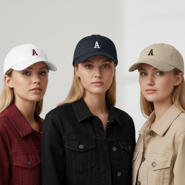 Personalised Monogram Cap Gift for Mum or Dad (Personalized Unisex Cap Gift for Mom or Friends, Custom Initial Cap Everyday Gift for Her or kids)
