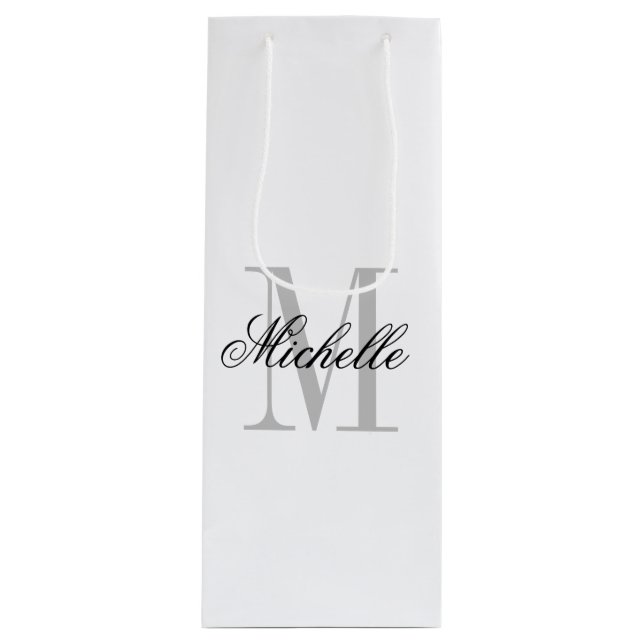 Personalised monogram chic wine bottle gift bags (Front)