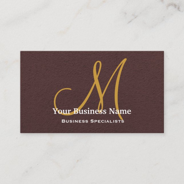 Personalised Monogram Chocolate Brown  Simple Business Card (Front)