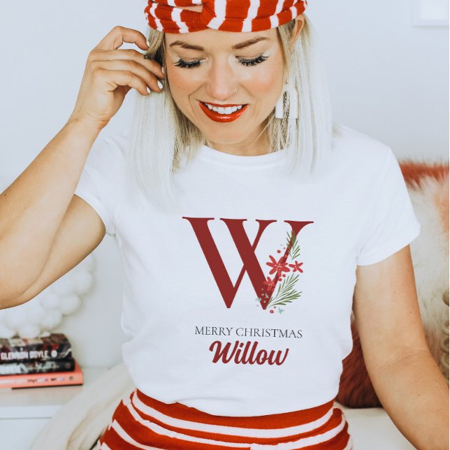 Personalised Monogram Christmas Name and Initial T-Shirt (Creator Uploaded)