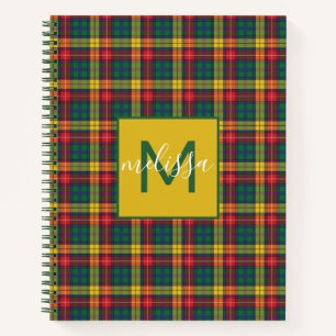 Personalised Monogram Clan Buchanan Tartan Plaid Notebook