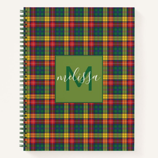 Personalised Monogram Clan Buchanan Tartan Plaid Notebook (Front)