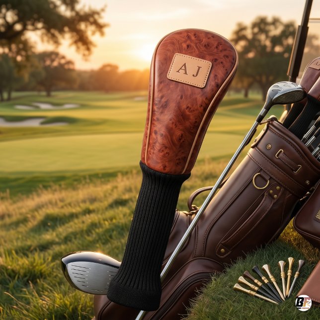Personalised Monogram Classic Leather Style Golf Head Cover (#sports&activities)
