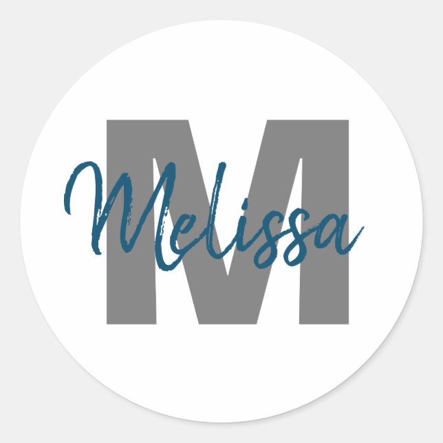 Personalised Monogram Classic Round Sticker (Front)