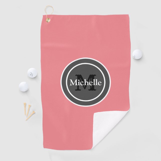 Personalised Monogram Coral Pink Women's Golf Towel (InSitu)