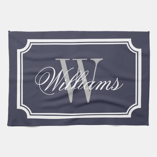 Personalised monogram cotton kitchen hand towels (Horizontal)