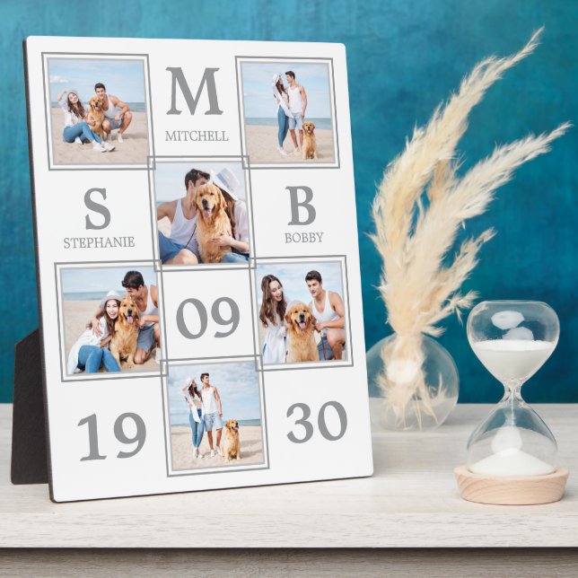 Personalised Monogram Couple Photo Collage Plaque (Side)