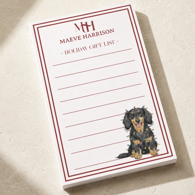Personalised Monogram Dachshund Holiday Gift List Post-it Notes (Creator Uploaded)