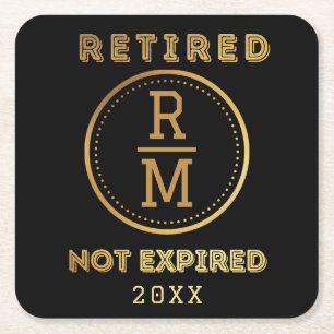 Personalised Monogram Date Retirement Favour Guest Square Paper Coaster