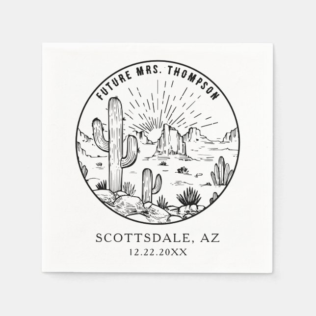 Personalised Monogram Desert Bridal Shower Wedding Napkin (Front)