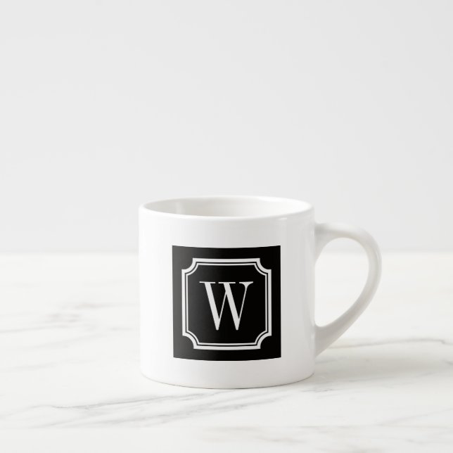 Personalised monogram elegant border espresso cup (Right)