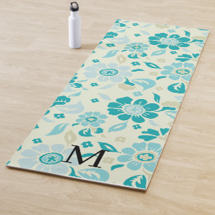 Personalised monogram elegant floral pattern yoga mat