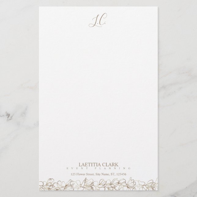 Personalised Monogram Elegant Floral Stationery (Front)