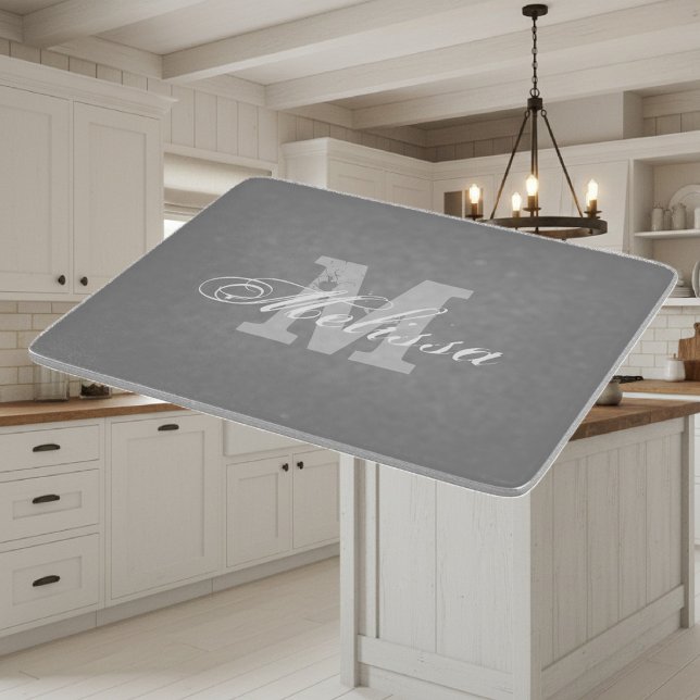 Personalised monogram elegant glass cutting board (glass cutting board with monogram)