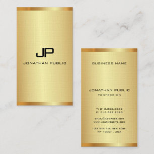 Personalised Monogram Elegant Gold Look Vertical Business Card