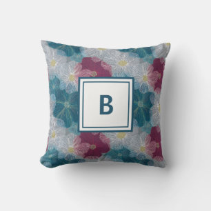 Personalised Monogram - Elegant Modern Floral Cushion