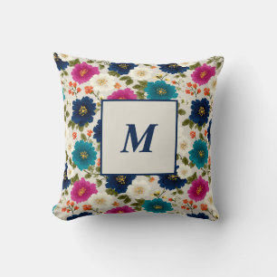 Personalised Monogram – Elegant Modern Floral Cushion