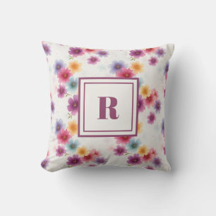 Personalised Monogram – Elegant Modern Floral Cushion