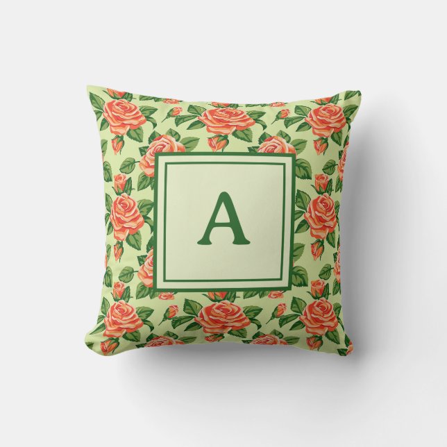 Personalised Monogram - Elegant Modern Floral  Cushion (Front)