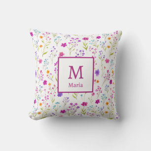 Personalised Monogram - Elegant Modern Floral Cushion