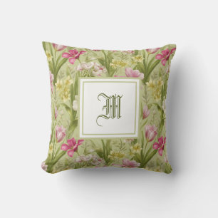 Personalised Monogram - Elegant Modern Floral  Cushion