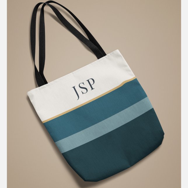 Personalised Monogram | Elegant Striped Design Tote Bag (Creator Uploaded)