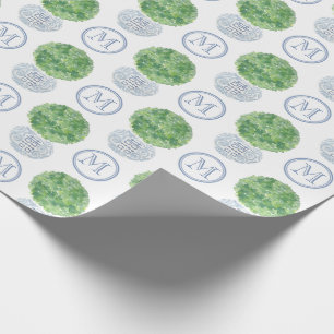 Personalised Monogram Evergreen Topiary Ginger Jar Wrapping Paper