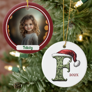 Personalised Monogram F Christmas Ornament