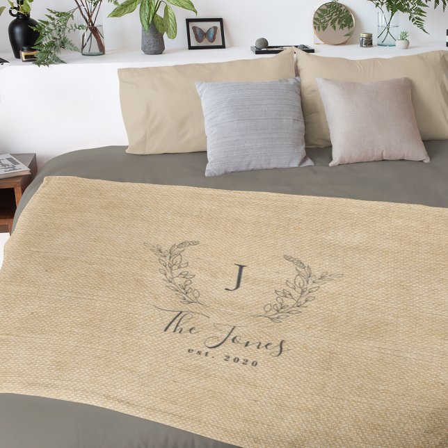Personalised monogram family name rustic fleece blanket (Creator Uploaded)
