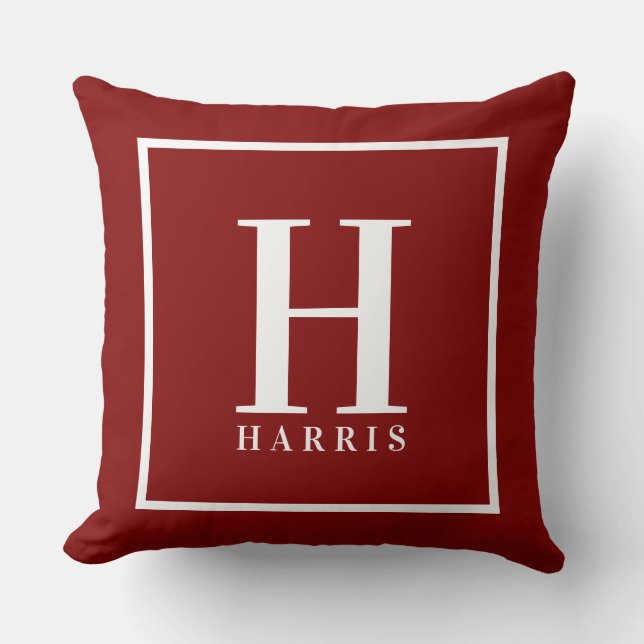 Personalised Monogram Farmhouse Christmas Plaid Cushion (Front)