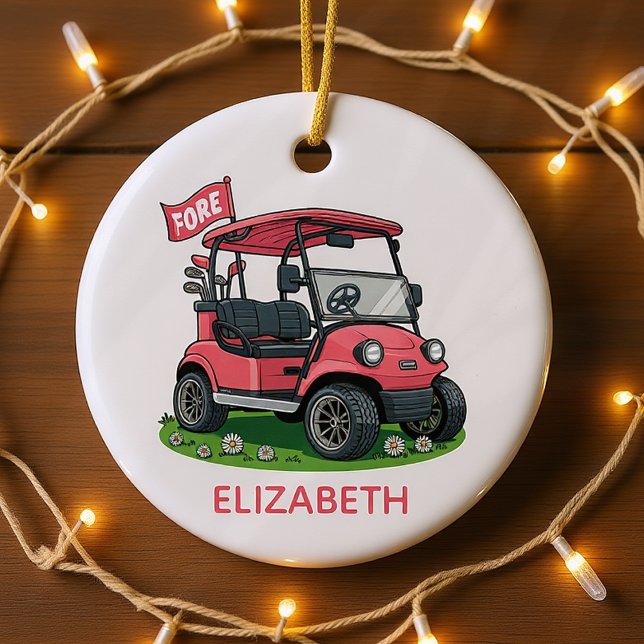 Personalised Monogram Feminine Golf Cart Ceramic Tree Decoration (Creator Uploaded)