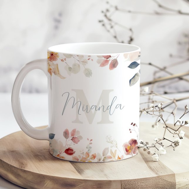 Personalised Monogram Floral Coffee Mug (Creator Uploaded)