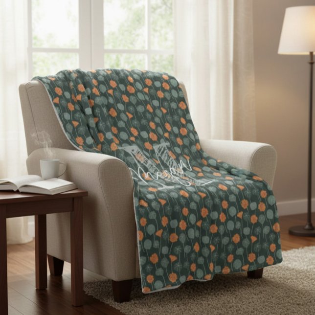 Personalised Monogram Floral Doodle Fleece Blanket (Creator Uploaded)
