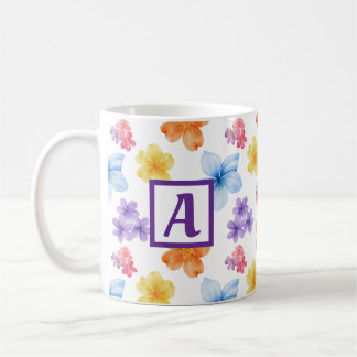 Personalised Monogram Floral Pattern  Coffee Mug
