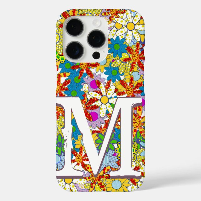 Personalised Monogram  Floral Pattern Phone Case-Mate iPhone Case (Back)