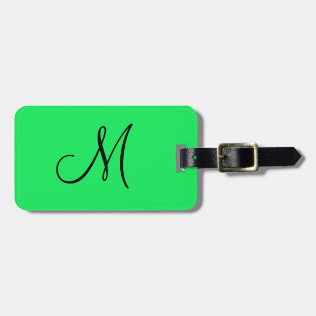 Personalised Monogram Fluorescent Yellow Luggage Tag (Front Horizontal)