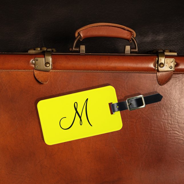 Personalised Monogram Fluorescent Yellow Luggage Tag (Creator Uploaded)