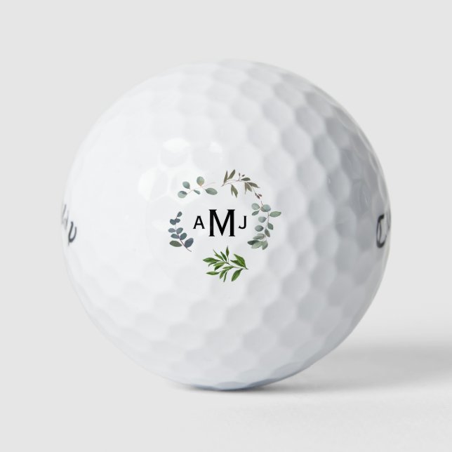Personalised Monogram Foliage Titleist Pro V1 Golf Balls (Front)