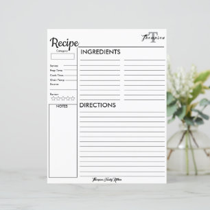 Personalised Monogram From the Kitchen of.. Recipe