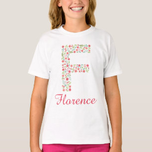 Personalised Monogram Girls T-Shirt with Letter F