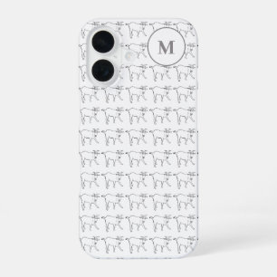 Personalised Monogram Goat Black & White Line Art iPhone 16 Case