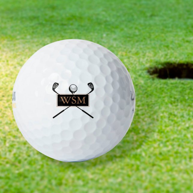 Personalised Monogram Gold and Black Golf Balls (Creator Uploaded)