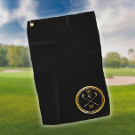 Personalised Monogram Gold And Black Golf Towel<br><div class="desc">Personalise the initials to create a unique gold and black monogrammed golf gift. Designed by Thisisnotme©</div>