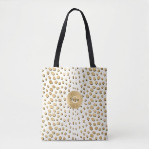 Personalised Monogram Gold Cheetah Animal Print Tote Bag