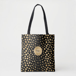 Personalised Monogram Gold Cheetah Animal Print Tote Bag
